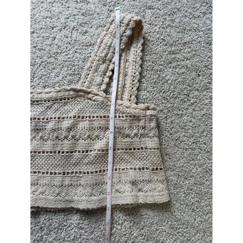 Aerie Crochet Matching Set Beige Crop Top Tiered Ruffle Mini Skirt Small Boho - Picture 6 of 9